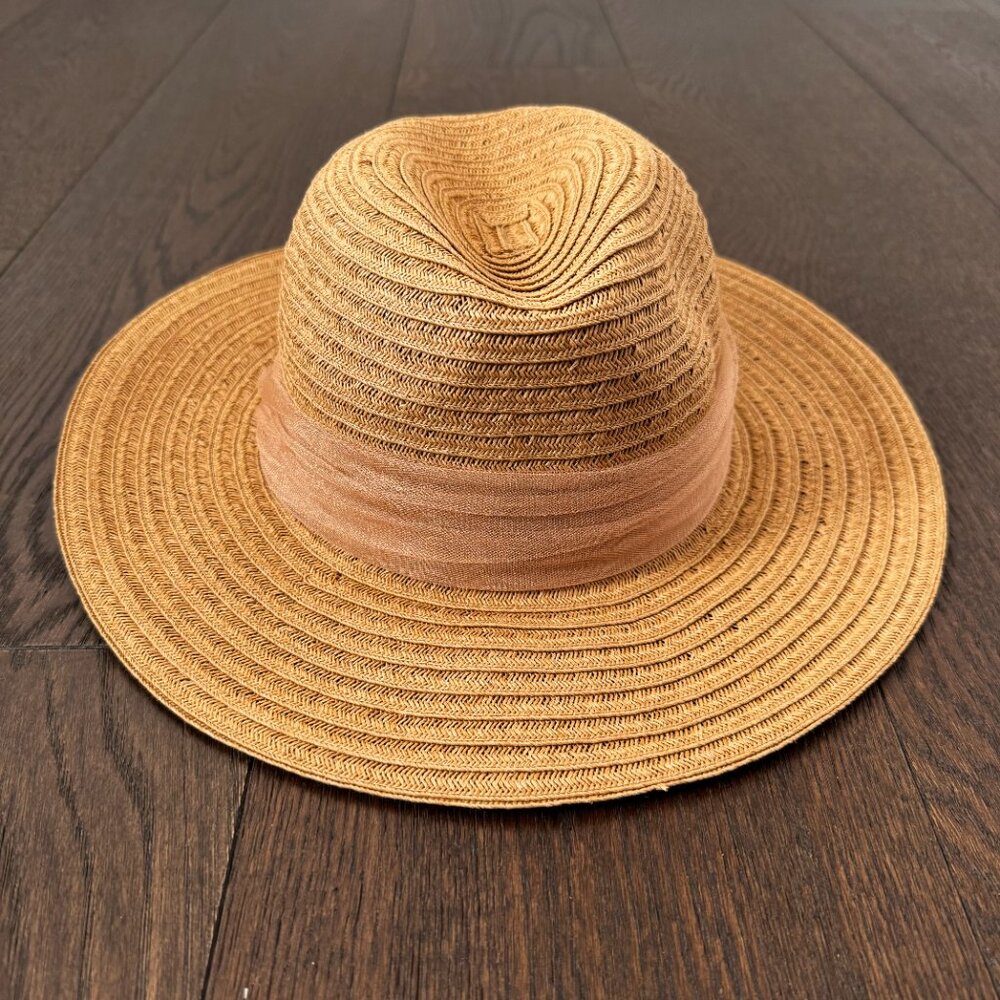 San Diego Hat Co Four Buttons Straw Hat with Organza Band O/S